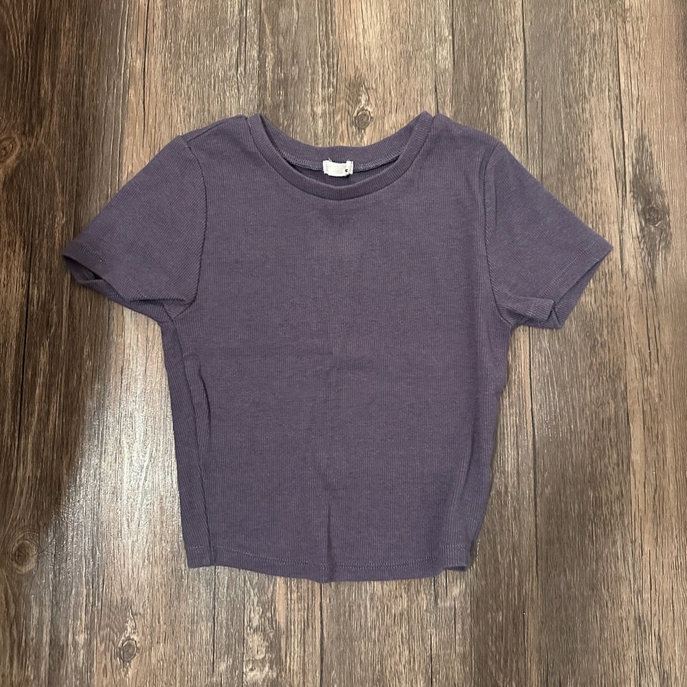 Garage Ribbed Short Sleeve Cropped Tee